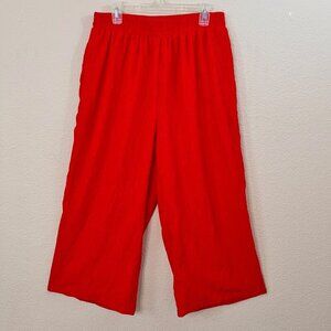 Nina Parker Size XL Women Red Orange High Rise Wide Leg Cropped Pull on Pants